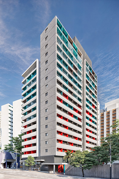 Fachada do empreendimento Nurban Rua das Palmeiras, em Santa Cecília, São Paulo
